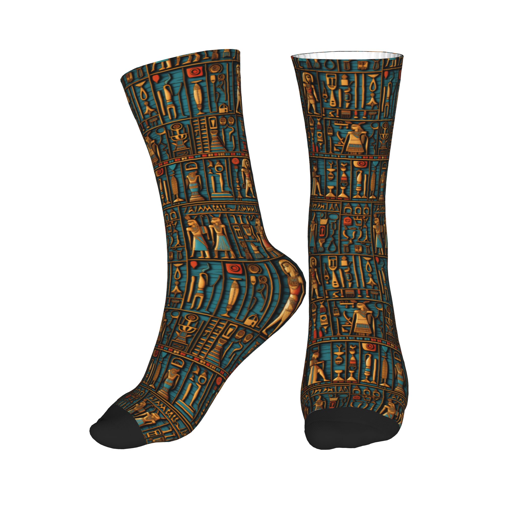 Dress Sock Men - ถุงเท้าลายศิลปะสัญลักษณ์เทพเจ้าอียิปต์สำหรับผู้ชาย ถุงเท้าข้อสั้นพิมพ์ลาย 3 มิติ ระบายอากาศได้ดี ให้ความอบอุ่น