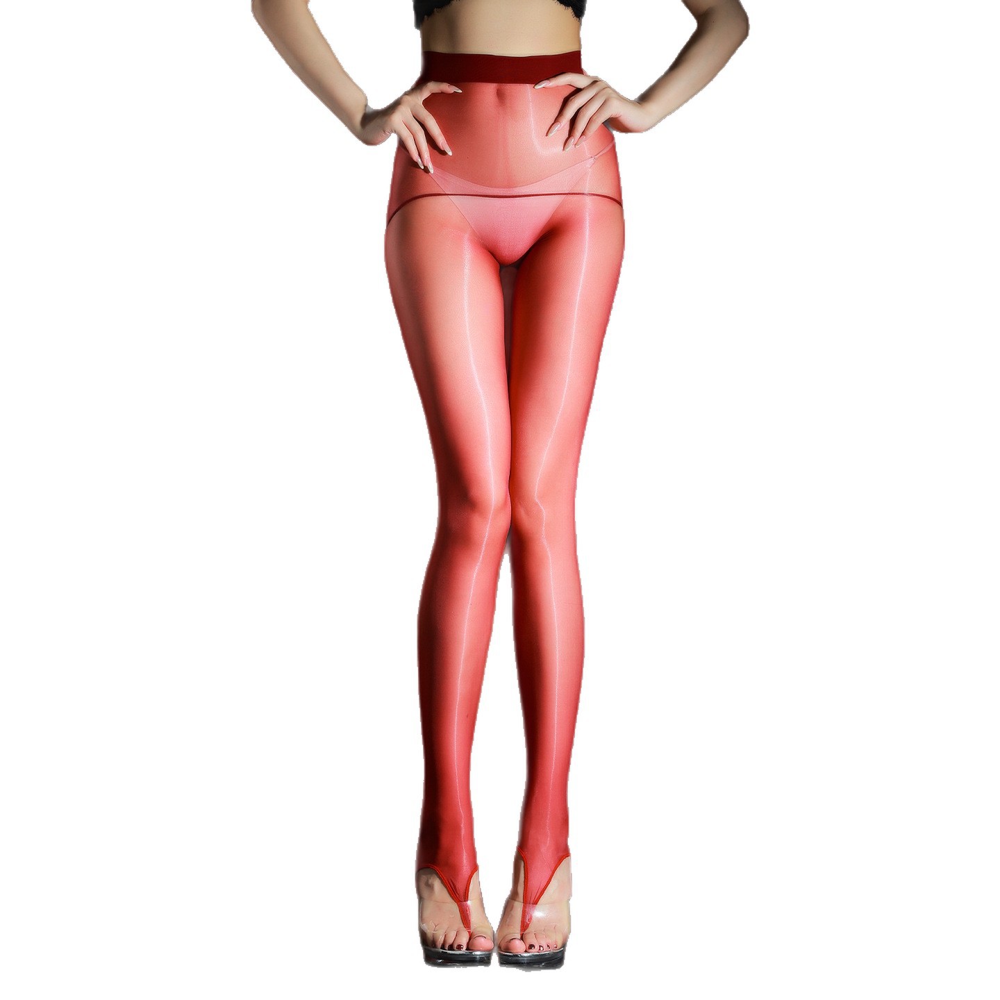 Tights Pantyhose Sheer - ถุงน่องไร้ตะเข็บ Aurora แบบบางพิเศษและเซ็กซี่ สีแดงเงางาม ถุงน่องบางเบาสำหรับผู้หญิง รุ่น